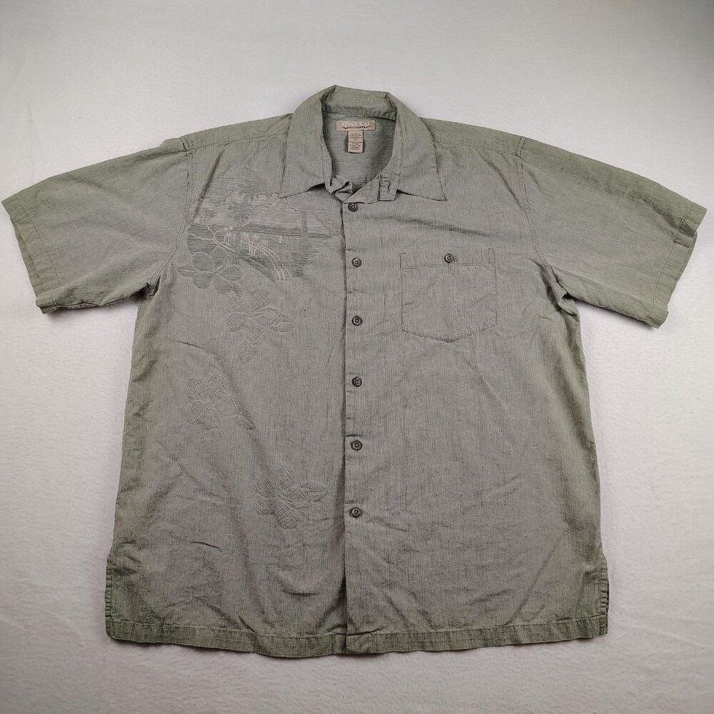 Kona Kai Trading Company Silk Blend Hawaiian Shirt Mens XL Sage